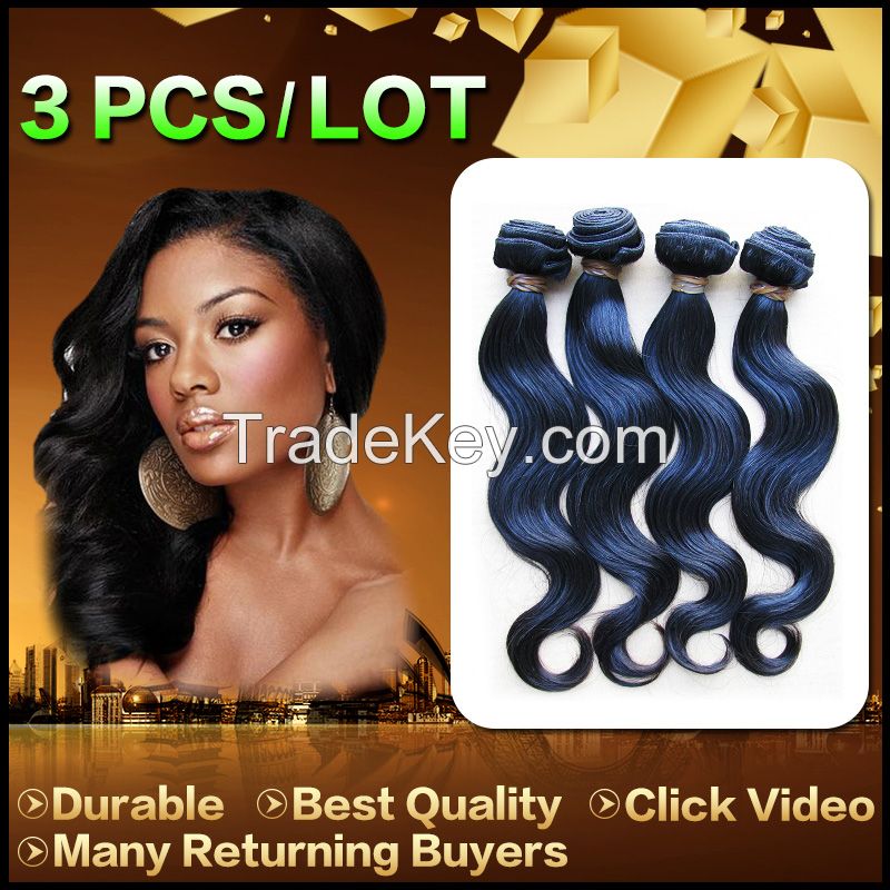 7A Unprocessed Brazilian Virgin Hair Extension Silky Straight/Body Wave/Deep wave Human Hair Weaving