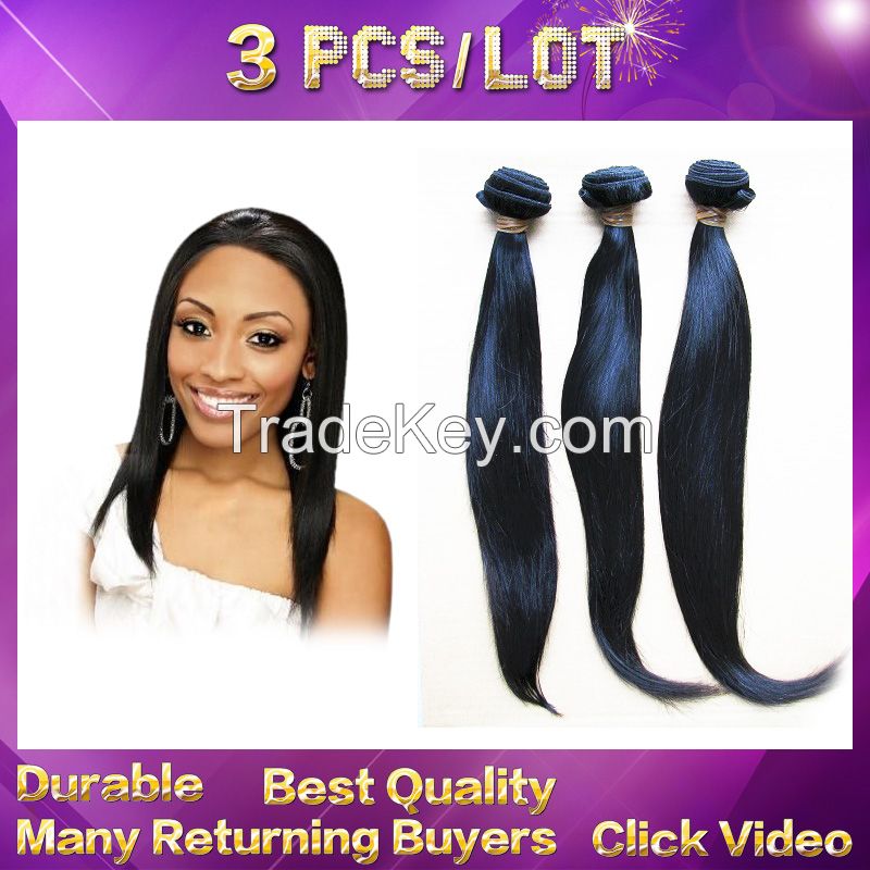 7A Unprocessed Brazilian Virgin Hair Extension Silky Straight/Body Wave/Deep wave Human Hair Weaving