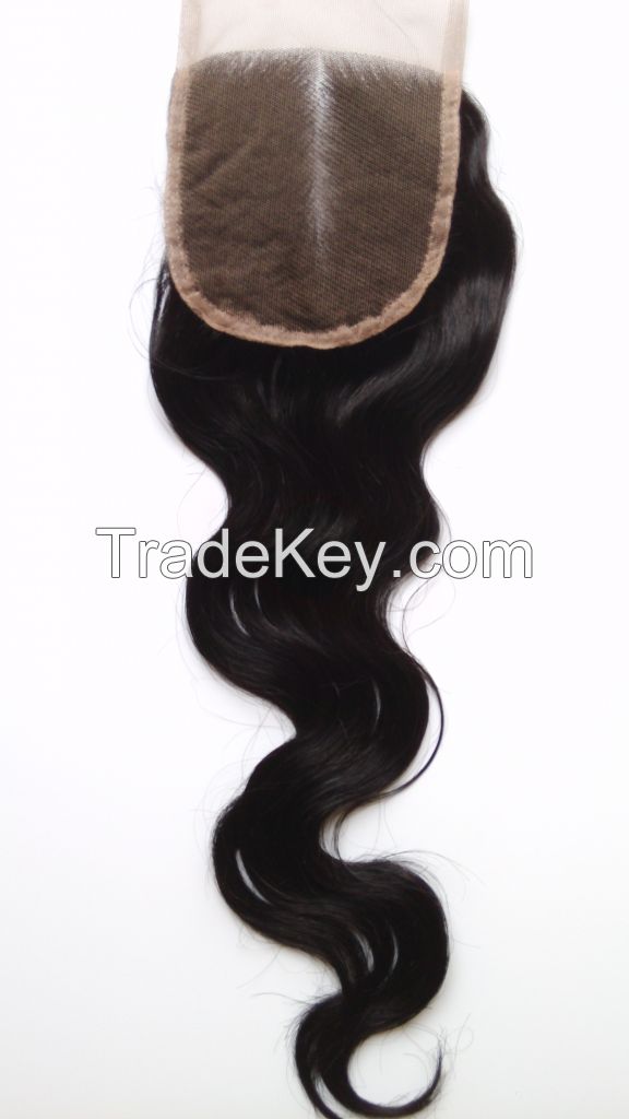 7A Unprocessed Brazilian Virgin Hair Top Lace Closure Free Part/ Middle Part/3-Part