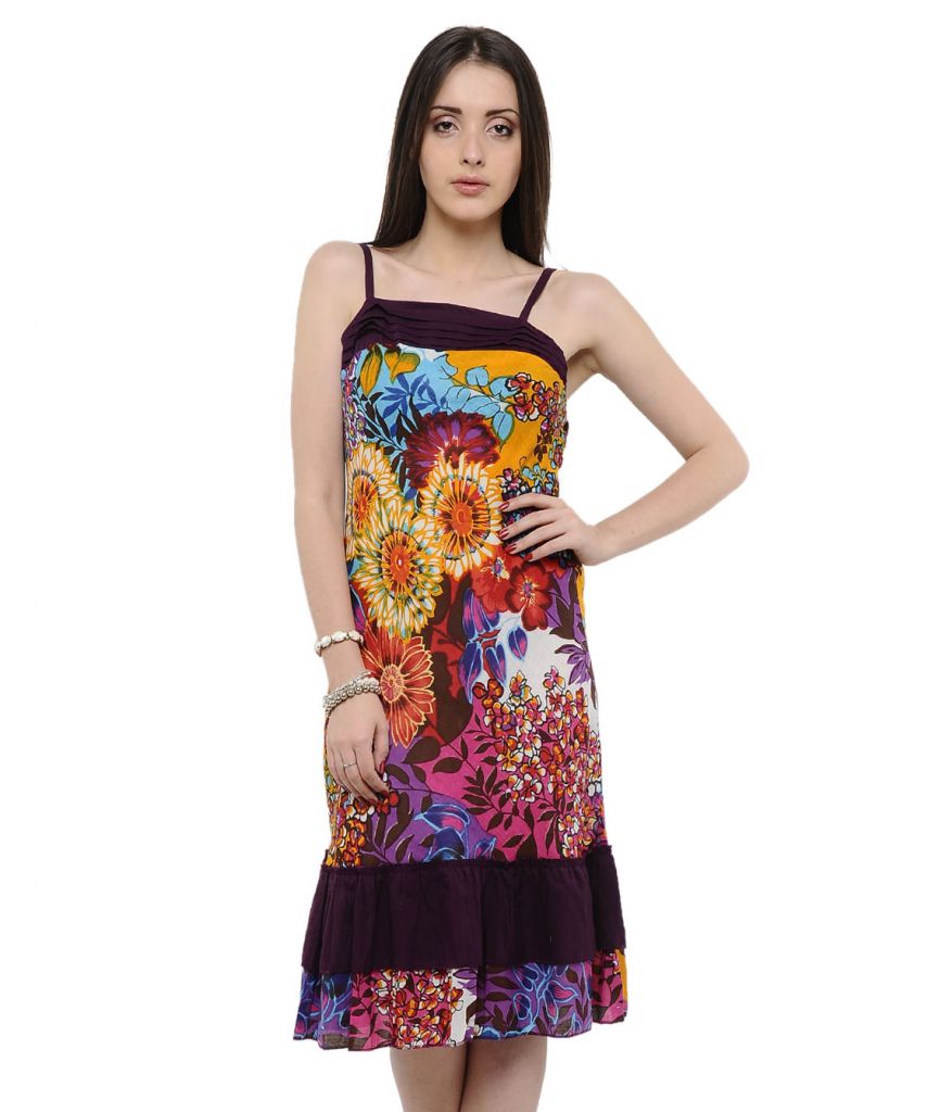 SELL Yellow Floral Print Layered Sun Dress-VGS-351YE