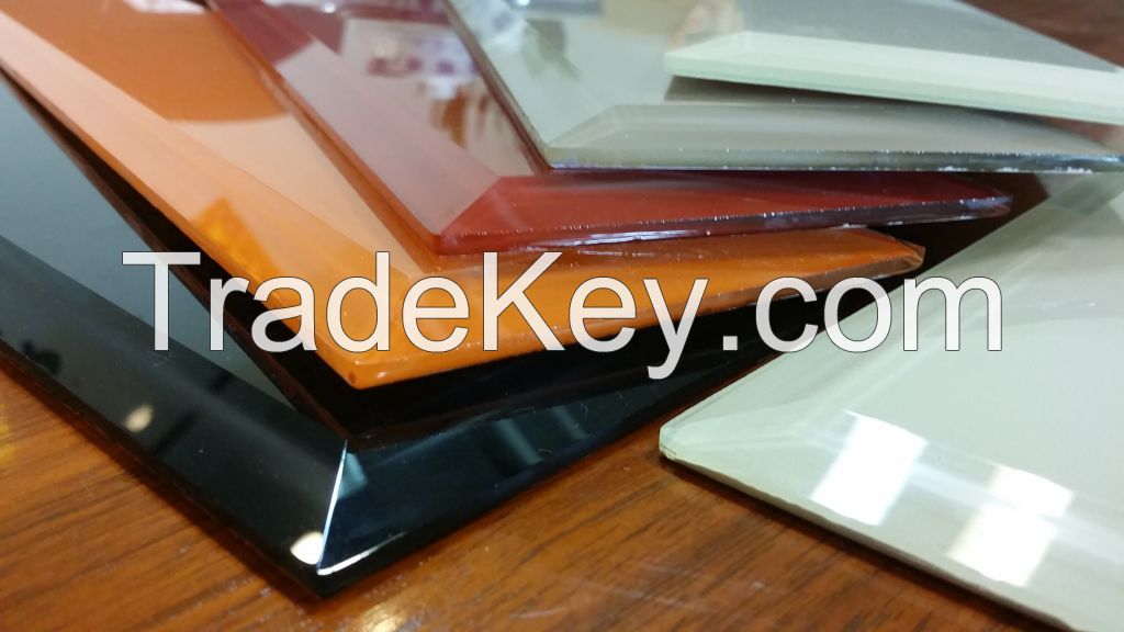 Supply glass tile with bevel edge