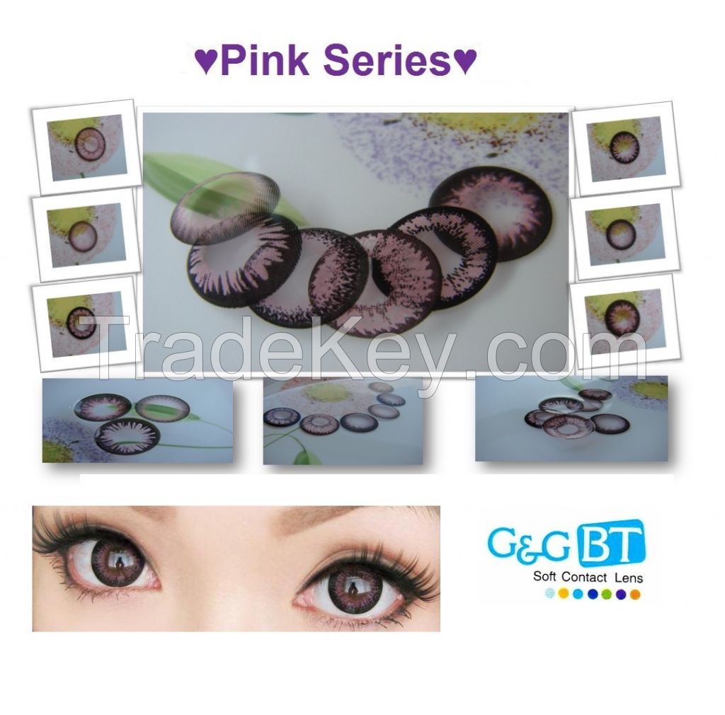 2016 GnG Dueba pink color contact lenses / wholesale / 2 colored eye contact lenses