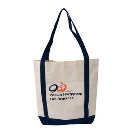 Canvas tote bag with company logo