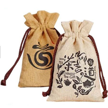 Custom design jute tea gift bag