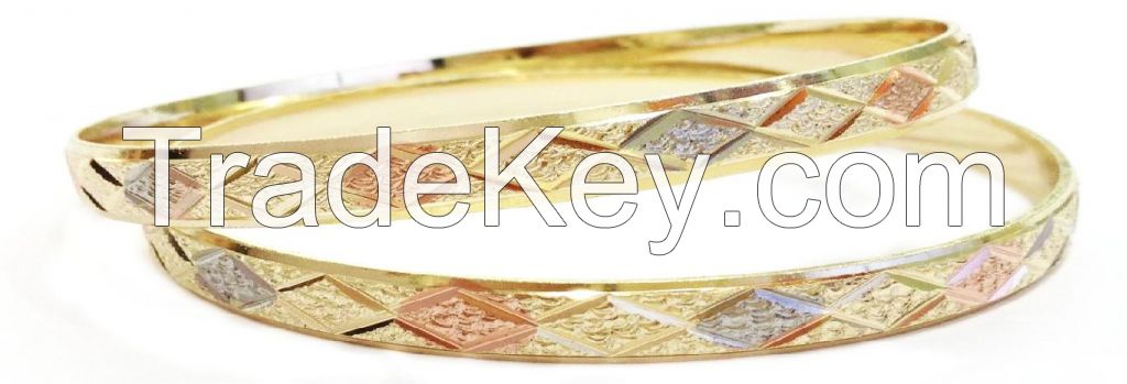 Three Tone Plated Bangles, Tri Color Bangles, Indian Tri Color Plated Bangles, Three Tone Indian Bangles