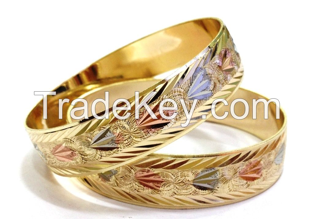 Three Tone Plated Bangles, Tri Color Bangles, Indian Tri Color Plated Bangles, Three Tone Indian Bangles