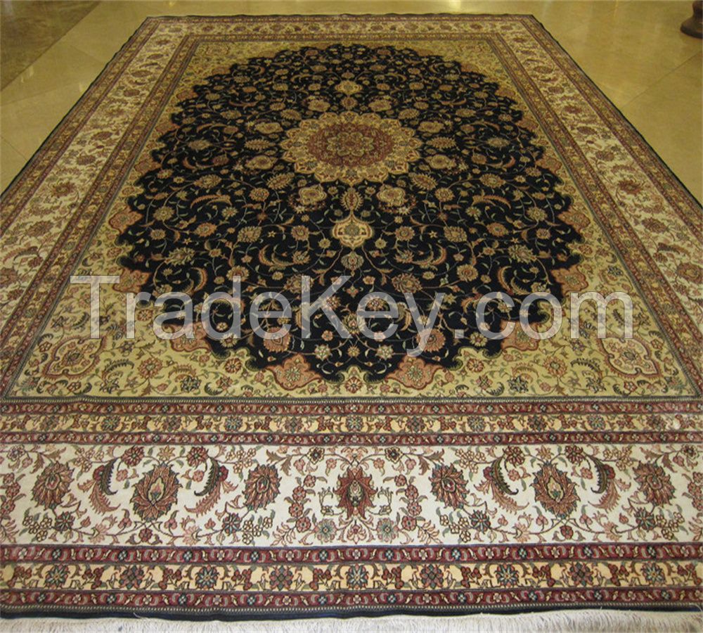 10x14ft handmade silk persian carpet for sitting room and reception room