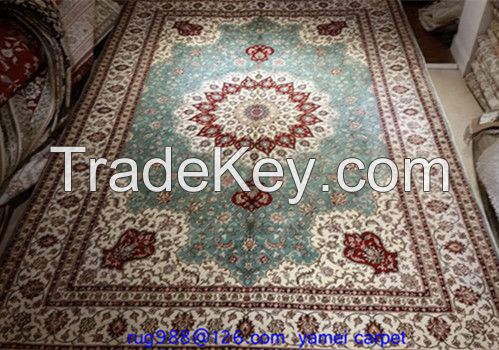 6X9 ft blue color handmade silk persian carpet for living room