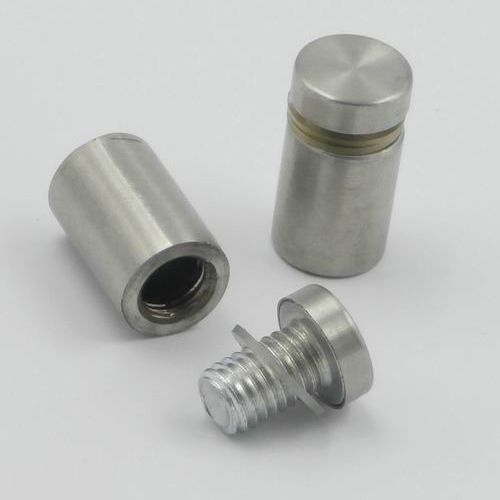 Stainless steel sign standoff screws for glass display