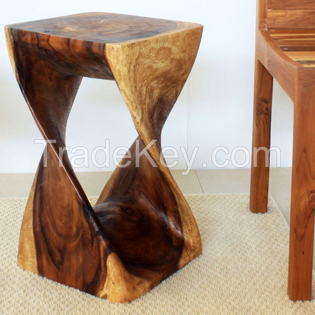 Twist Stool 12 in SQ x 20 in H Walnut Oil