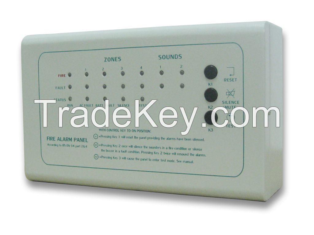 2014 New 2 Wire 4 Zone Conventional Fire Alarm Control Panel with TFT Display, 4 Zone Firefighting Alarm Host System