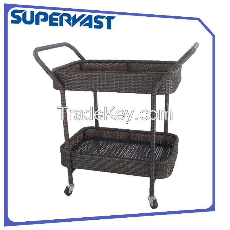 Wicker dining trolley