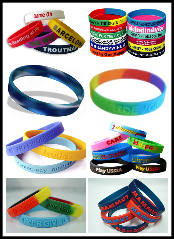 Diffrent designs silicone rubber bands braclests