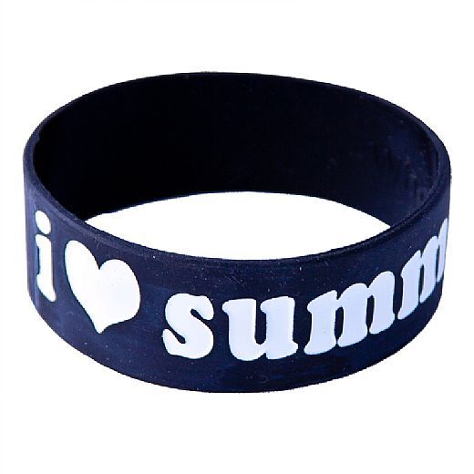 Debossed black silicone wristbands with fill in color
