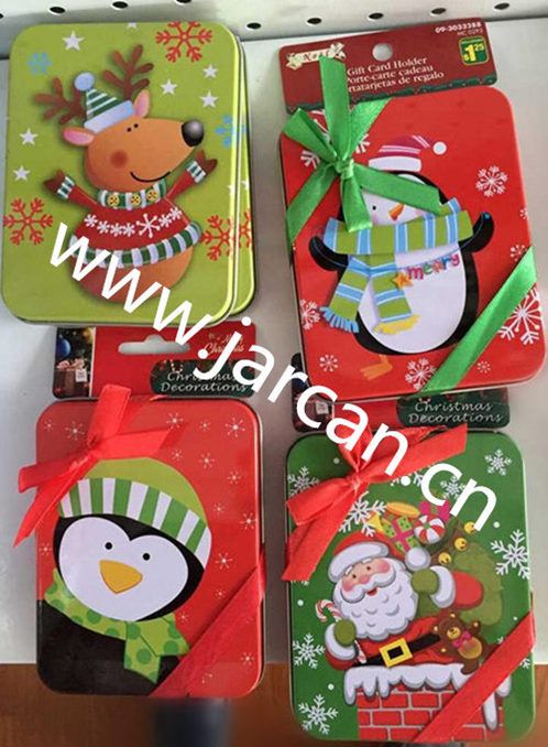 Xmas Gift Tin Box, christmas Gift Card Holder, kids gift tin case