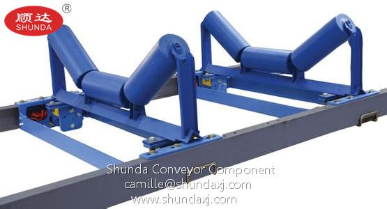 conveyor trough roller set, trough roller with frame