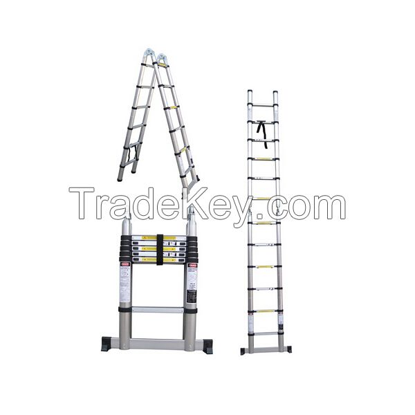 double using telescopic aluminum ladder 16.4feet 16 stairs 5M maximum load 150kgs