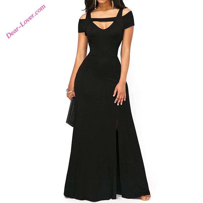 Summer Women Dress Clothing Black Cold Shoulder  Maxi Dress