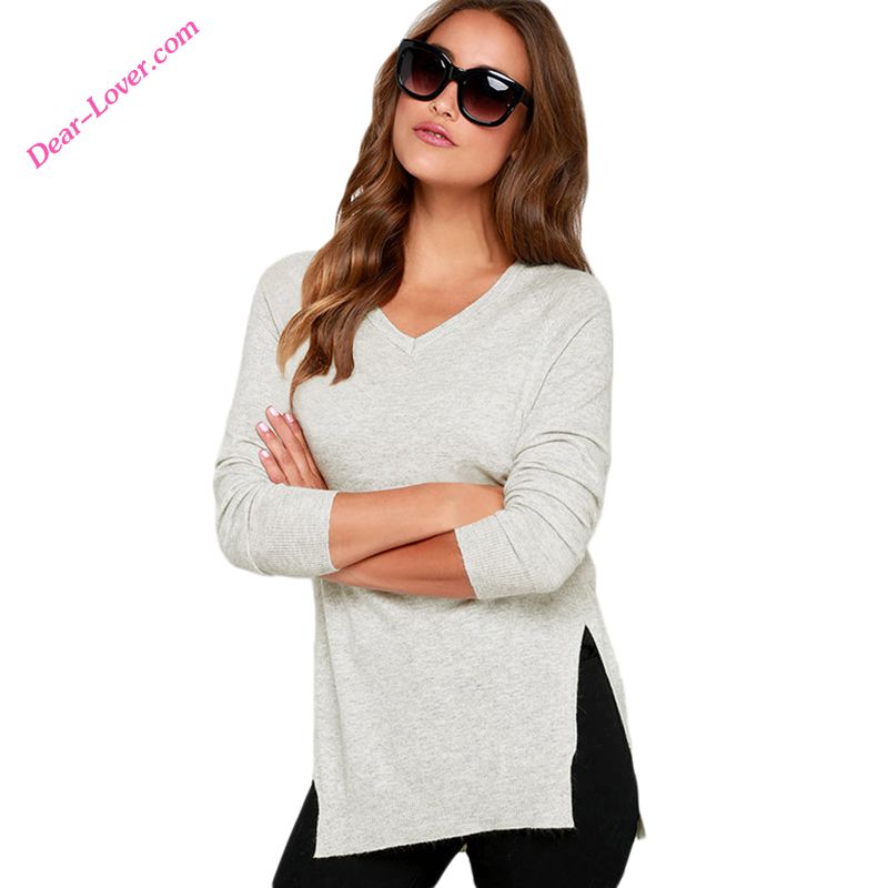 White V Neck women's pullover Sweater 2017