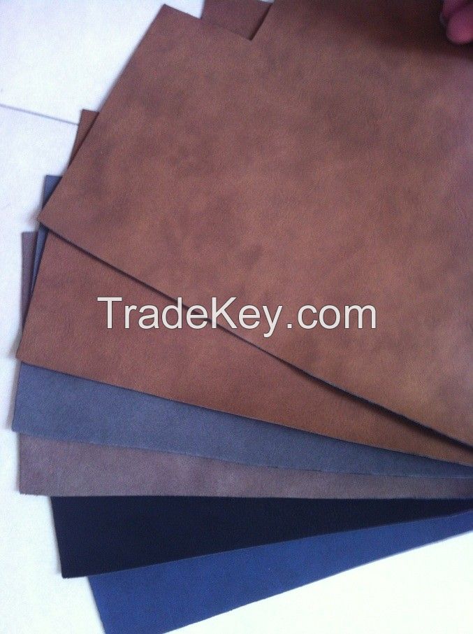 PU artificial leather with yabuck design for shoes and bags