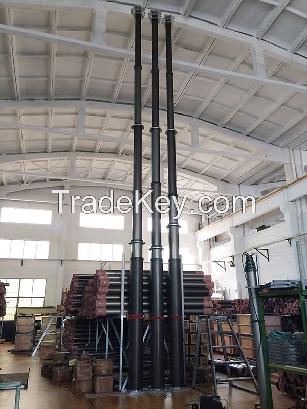 High air-tightness 15m super heavy duty pneumatic telescopic masts, pneumatic telescopic telecommunication tower