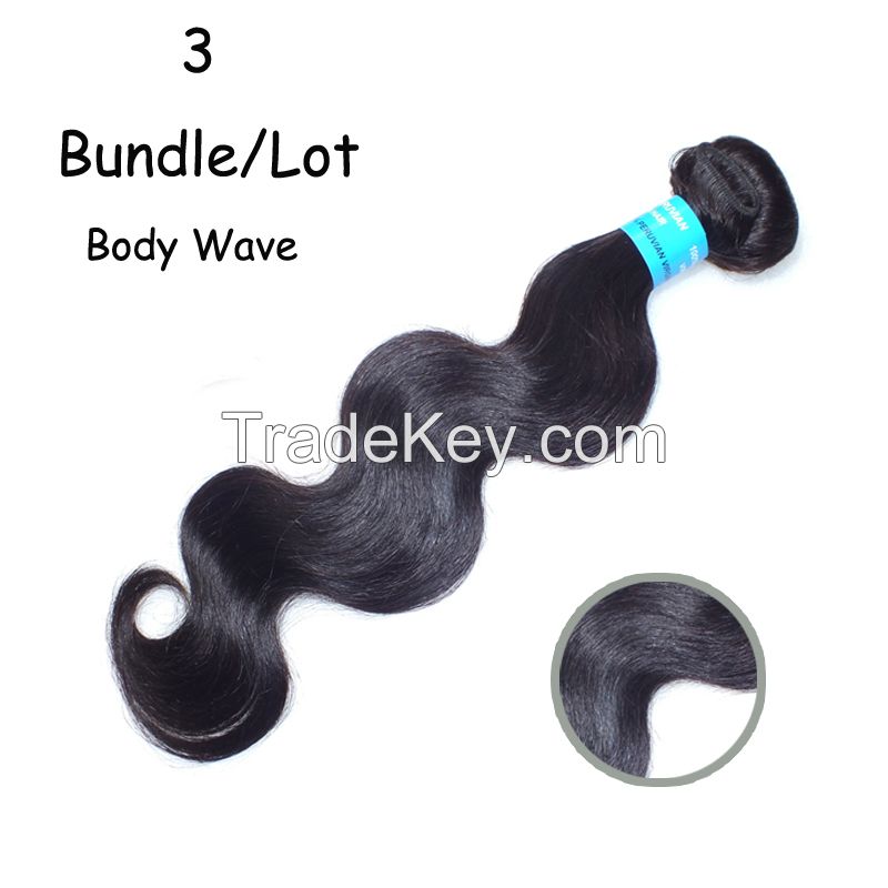 Queen Hair Products Peruvian Virgin Hair Body Wave 3 Pcs Peruvian Body Wave, Cheap Human Hair Extension Soft Virgin Peruvian Hair