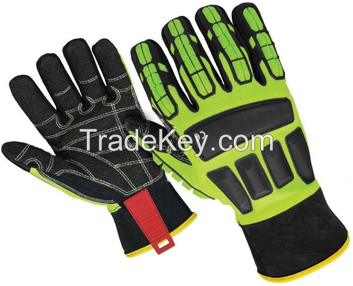 Impact Protective Mechanic Gloves for Oil and Gas Industries / Safety Work Gloves for Oil Field