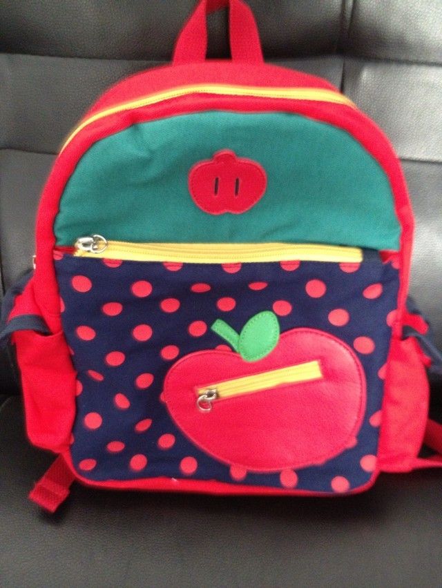 apple pattern red color kid bag backpack