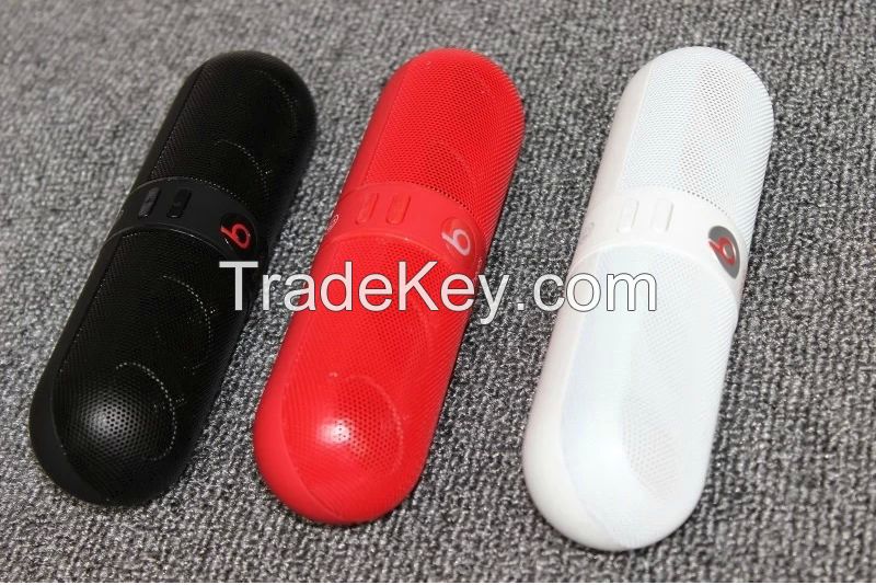 1:1 super A quality Wireless Pill Bluetooth Speaker with FM radio TF card HIFI Big Sound Black/White/Red