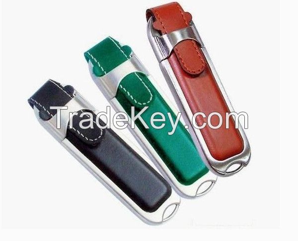 Waterproof Metal PU Leather Key Model Enough Memory Stick, KeyChain 2.0 USB Flash Drive
