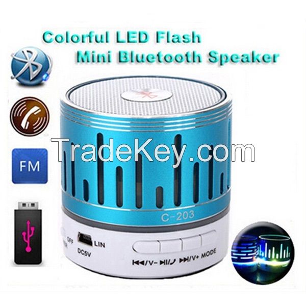 2015 New Bluetooth Speaker Bocina Bluetooth Colorful LED Light Speakers Wireless Mini Portable Speaker With TF USB Port FM Radio