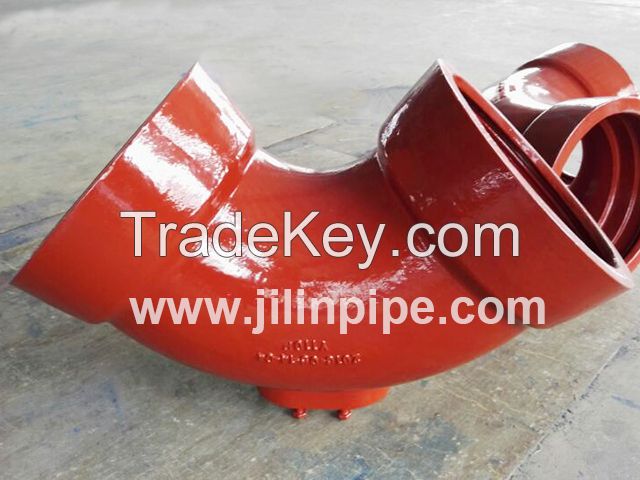 ductile iron pipe fittings, double socket bend with outlet.