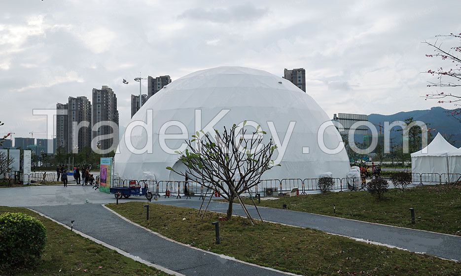 transparent geodestic dome tent for outdoor reading room, trade show, flower show, wedding and event