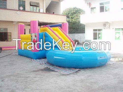 inflatable castle with slide and pool