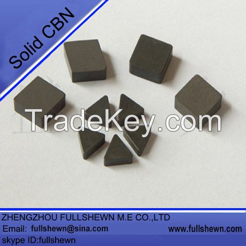 Solid CBN inserts, solid CBN tools for metalworking