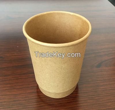 Disopsable single sided poly paper hot cup serving coffee tea 8OZ capacity brown
