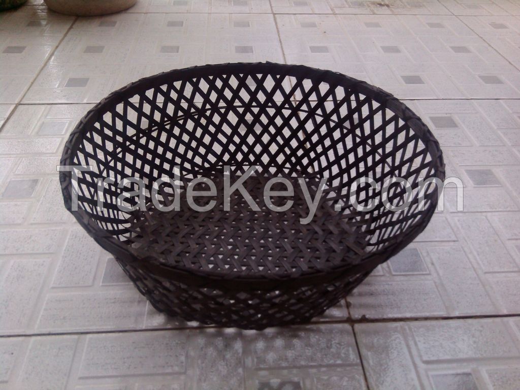Black bamboo food basket tray container