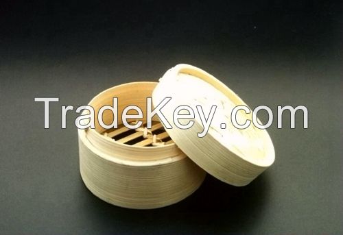 Natural Bamboo Steam Basket Dim Sum W/Lid