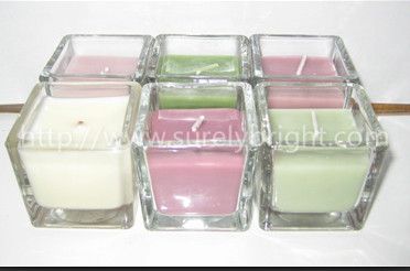 small square glass jar candle