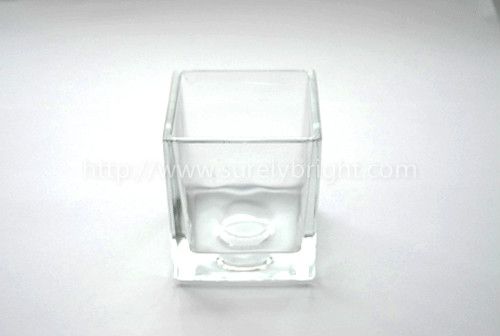 square glass jar candle holder