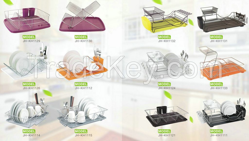 dish rack (with plastic tray or plastic/wood handle)