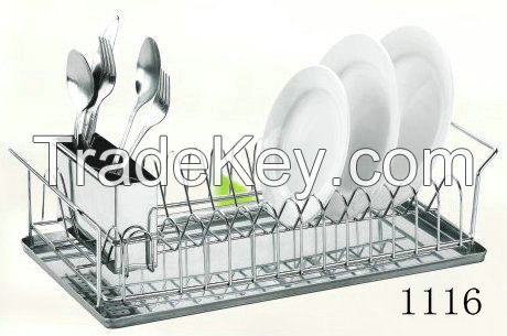 dish rack with plastic tray