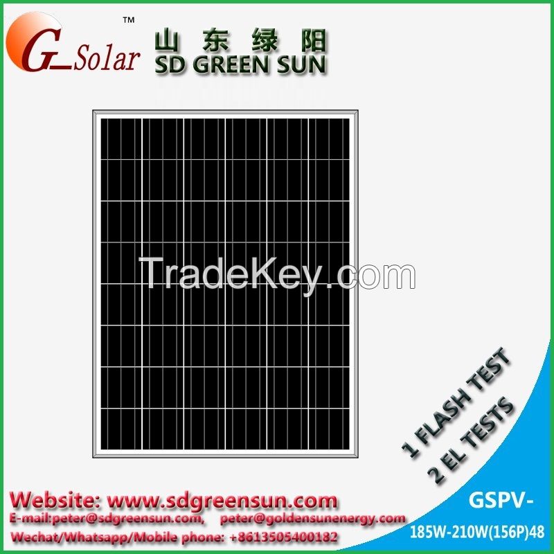 24V 185w- 210w poly solar panel with positive tolerance