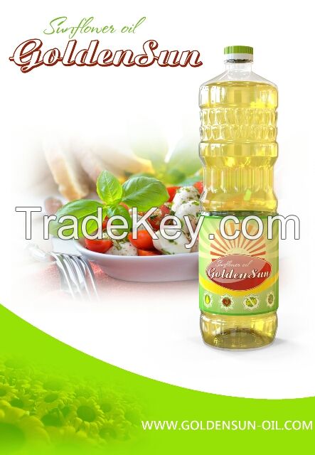 Cooking oil 1L bottle GoldenSun ( refined sunflower oil country of origin Ukraine )