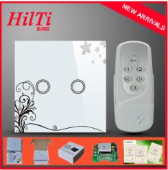EU/UK Model Remote Control 2Gang Touch Screen, Remote WIFI Switch with Crystal tempered glass cover, 433Mhz, AC120-240V