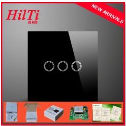 2014 NEW UK Standard 3Gang Smart home touchscreen wall switch with LED backlight, AC110-240V, crystal glass panel light switch