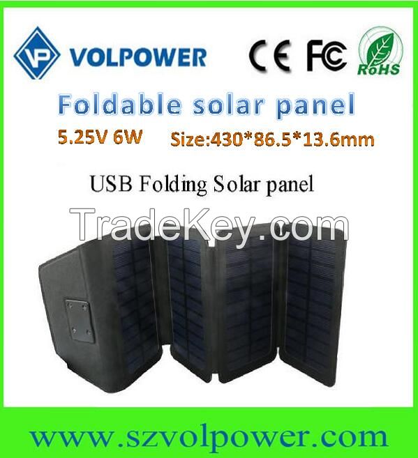 6W Foldable Solar Charger with Dual USB for smart phones