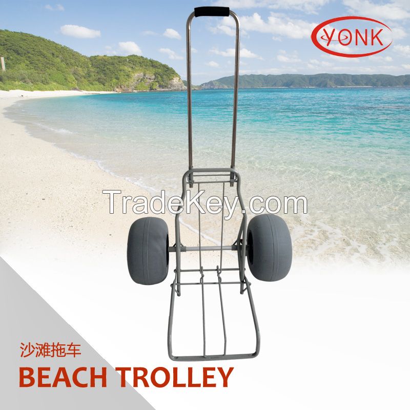 Folding kayak canoe beach cart fishing cargo trolley with two balloon wheels