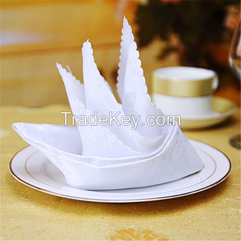50 x 50 cm Jacquard flower white cloth table napkins for Wedding Party Dining Event Restaurant Banquet