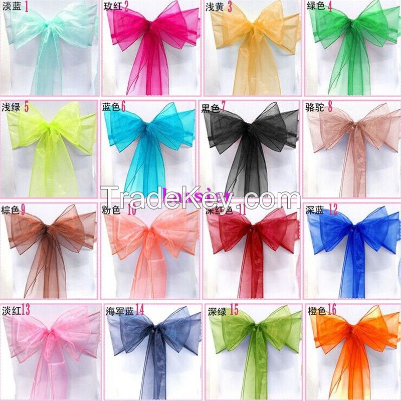 Wedding Organza Sashes Gold Organza Chair Sashes Bow Wholesale Party Decoration sashes